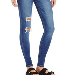 Flying monkey womens 25 distressed vintage skinny jeans platinum raw hem